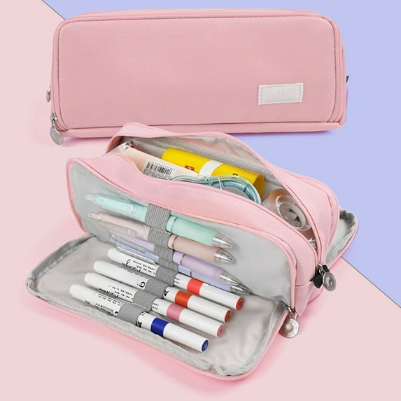 Multi Layer Pen Bag, Zipper Stationery Organizer, Large Capacity Durable Oxford Cloth Storage Pouch for Pens Makeup Brushes Small Tools, Wear Resistant Easy To Clean