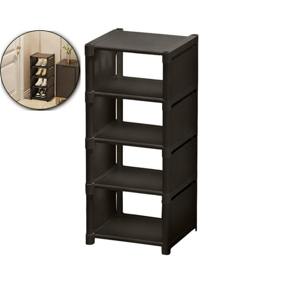 Multi-Layer Plastic Shoe Rack 5-Tier Space Saving Storage Organizer for Entryway Dormitory Black