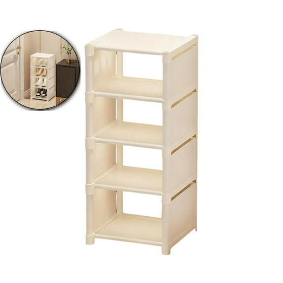Multi-Layer Plastic Shoe Rack 5-Tier Space Saving Storage Organizer for Entryway Dormitory White