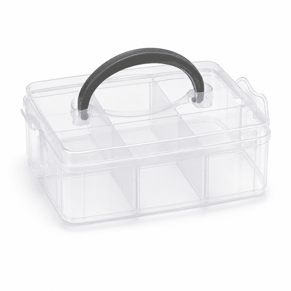 Multi-Layer Plastic Storage Box, Clear Stackable Organizer Case for Jewelry, Beads, Small Accessories and Lens Cases, Space Saving Snap-Lock Storage Container