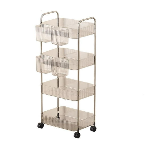 Multi Layer Plastic Storage Cart With Wheels Mobile Homes Office Organizers