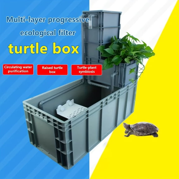 Multi-Layer Progressive Ecological Turtle Box, Stackable Aquaponic Circulating Water Culture System, Fish & Turtle Symbiosis Breeding Container, DIY Aquatic Pet Rearing Tank