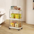 thumbnail image 1 of Multi-Layer Rolling Storage Rack for Narrow Spaces, Plastic and Stainless Steel Cart with Brake, Versatile Organizer for Kitchen, Bathroom, and Living Room, 1 of 6