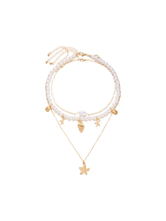 Multi Layer Shell Conch Fringe Layering Necklace Bohemian Beach Jewelry Adjustable Alloy Clavicle Chain Accessories