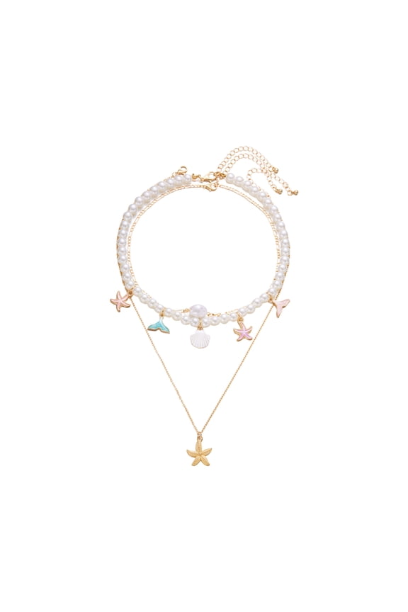 Multi Layer Shell Conch Fringe Layering Necklace Bohemian Beach Jewelry Adjustable Alloy Clavicle Chain Accessories