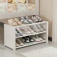 thumbnail image 1 of Multi-Layer Shoe Cabinet – Small Plastic Shoe Rack for Dorm, Entryway, Under Table – Compact Dustproof Shoe Organizer for Space Saving Storage – Lightweight Shoe Shelf with Fabric Back, Multicolor, 1 of 4