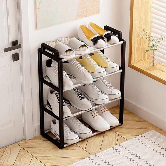 Multi-Layer Shoe Rack Organizer – Plastic Freestanding Shoe Storage Cabinet for Dormitory, Entryway, Small Spaces – Easy Assembly & Economic Shoe Shelf (Black)