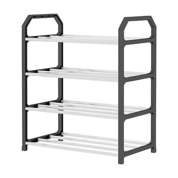 Multi-Layer Shoe Rack Organizer | Plastic Shoe Storage Shelf for Bedroom, Closet & Entryway | Black/White | 21.26x10.35x18.23in