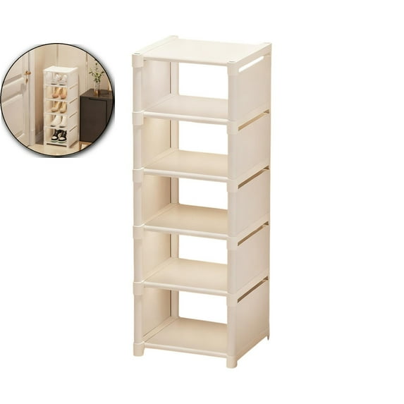 Multi-Layer Shoe Rack Storage Organizer, 6-Tier Space-Saving Plastic Shoe Shelf for Entryway Dormitory, White