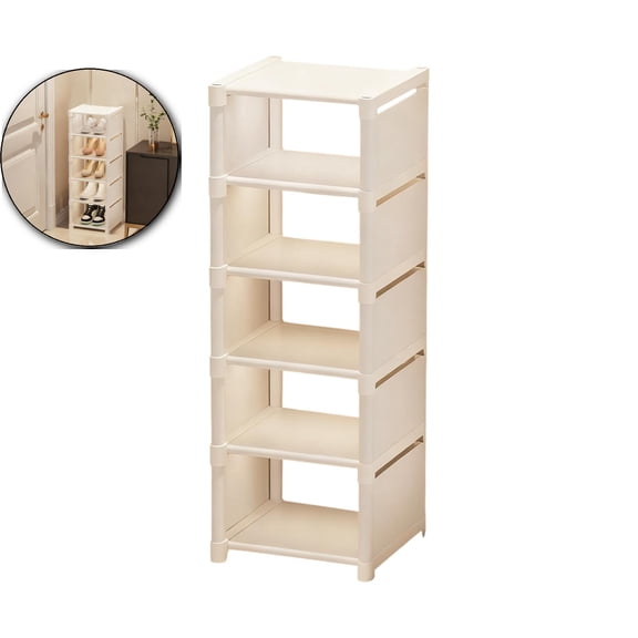 Multi-Layer Shoe Rack Storage Organizer, 6-Tier Space-Saving Plastic Shoe Shelf for Entryway Dormitory, White