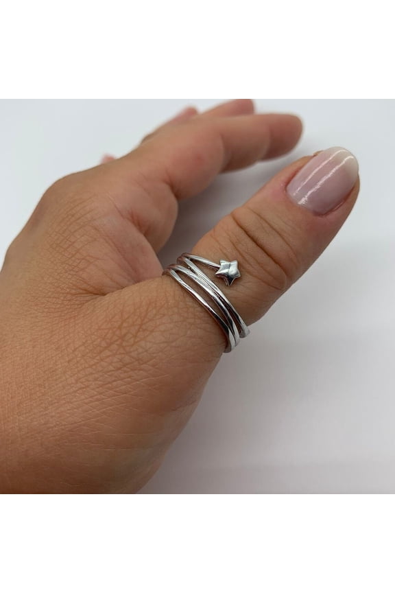 Multi Layer Star Ring Weaved Layered Chunky Silver Ring,Mothers Day Gift For Her