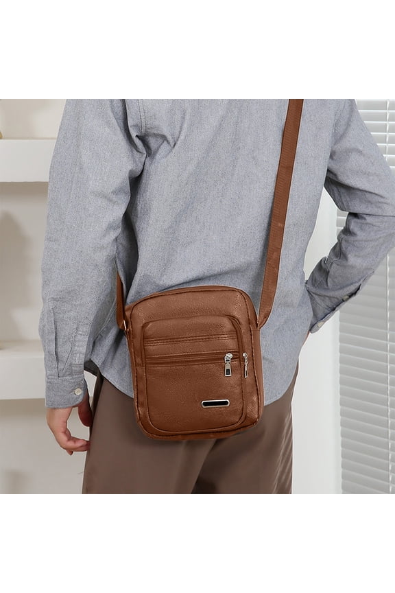 Multi Layer Storage Shoulder Rucksacks Texture Business Travel Crossbody Bag Large Capacity Commuting Handbag Men's Rucksacks