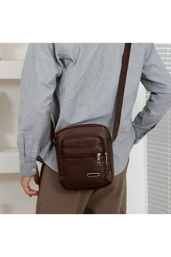 Multi Layer Storage Shoulder Rucksacks Texture Business Travel Crossbody Bag Large Capacity Commuting Handbag Men's Rucksacks