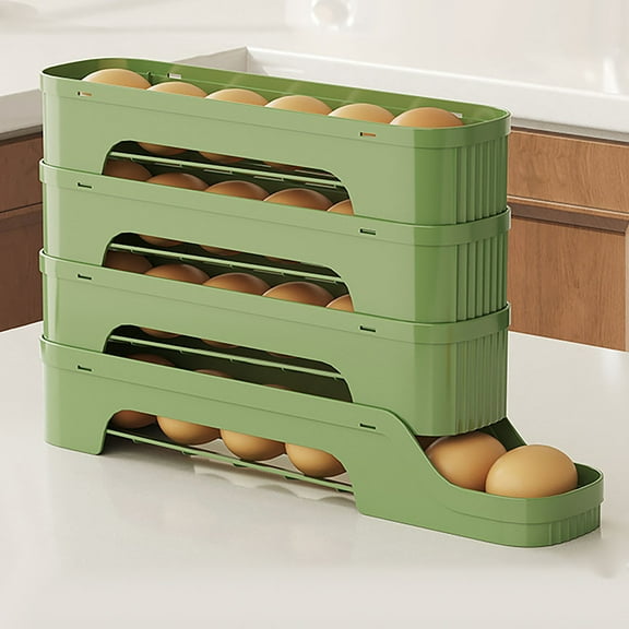 Multi-Layer Transparent Egg Dispenser for Refrigerator, Sliding Space-Saving Egg Storage Rack, Automatic Slide-Out Design, Kitchen Egg Holder, Secure and Easy-to-Clean Organizer