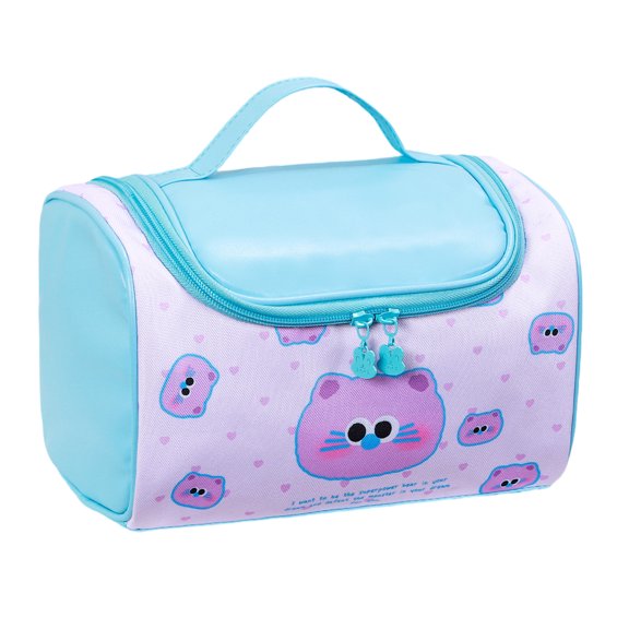 Multi Layer Travel Cosmetic Storage Bag Water Resistant PU Materials Lovely Cartoon Makeup Organizers With Hand Strap