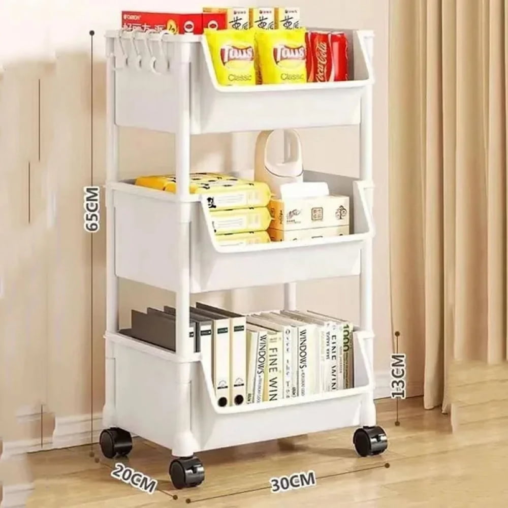 Mobile Food Storage Racks Multi-Layer Trolley Bookshelf Portable Mobile Display Racks Kitchen ...