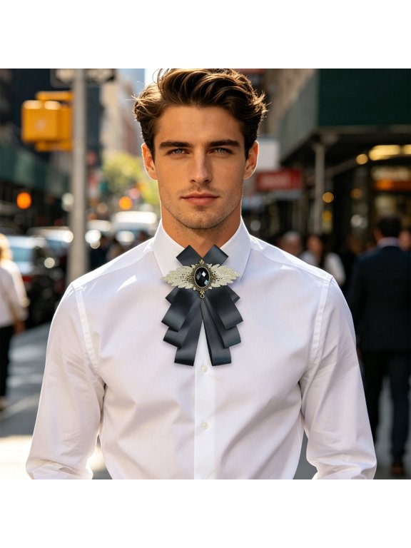 Multi-Layer Vintage Bow 2-in-1 Collar Accessory Elegant Crystal Bowknot Convertible Crystal Design and Elegant Formal Style for Men Women and Formal Event