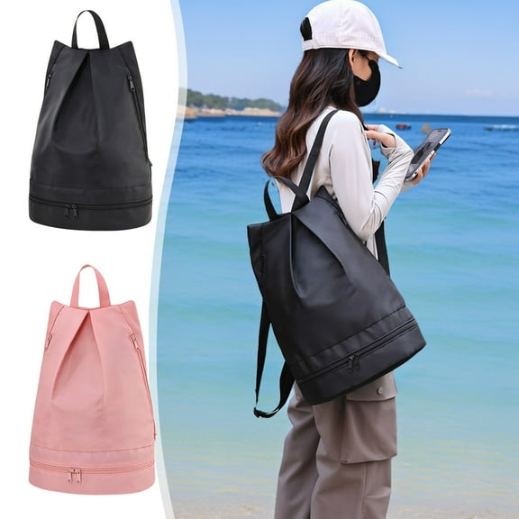 Multi-Layer Waterproof Sports Backpack With Wet/Dry Separation Compartments & Dedicated Shoe Pocket For Swimming Gym Beach Travel Convenience(Black),Ccwuwei