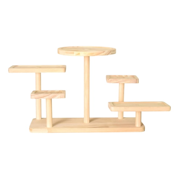 Multi-Layer Wooden Display Shelf, Multi-tier Beige Figurine Rack for, Books, and Collectibles, 1-Pack, 12.6x6.3x2.36 Inches
