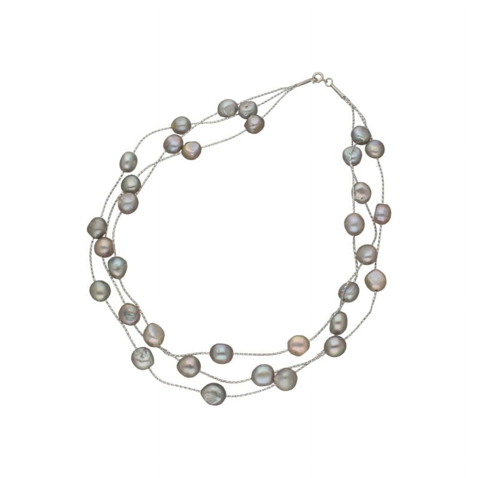 SRI JAGDAMBA PEARLS Multi-Layered 5mm Grey Freshwater Pearl Necklace For Women