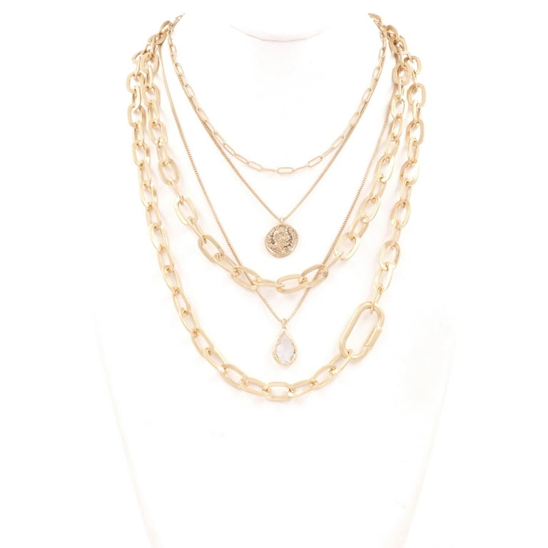 Multi-Layered Goldtone Coin Necklace