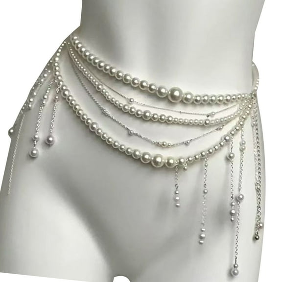 Multi Layered Waist Chain Beaded Belly Chain Abdomen Decor with Floral Pearls Tassels Accents for Various Occasion