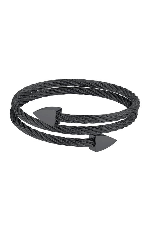 Multi Layers Cuff Bracelet for Men-Stainless Steel Cable Wire Love Bangles, Black/Gold/Silver Triangle Opening Bracelet Jewelry