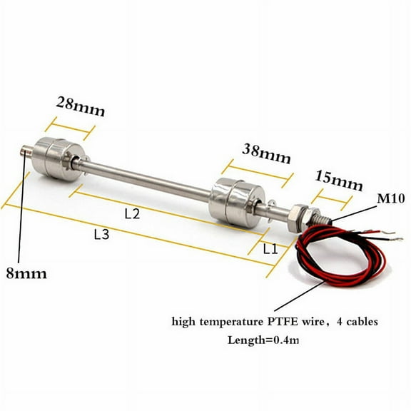 Multi Level Float Switch Stainless Steel Liquid Water Level Sensor Horizontal Double Ball float switch 30-60cm Adjustable/Fixed