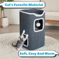 thumbnail image 1 of Multi-Level Foldable Cat Tree Towers for Indoor - Cat Furniture,Interactive Hanging Toy Ball,Cat Tree House,Cat Hideaway, Scratch-Resistant Design,Contemporary Style, Dark Gray Fabric with Beige Trim, 1 of 5