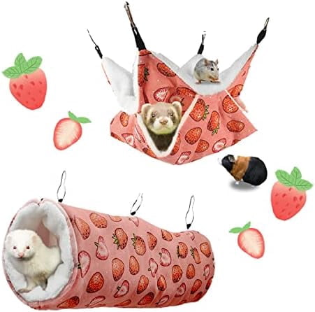 Multi-Level Pet Hammock with Tunnel Hideout for Guinea Pigs, Ferrets, Hamsters, Sugar Gliders
