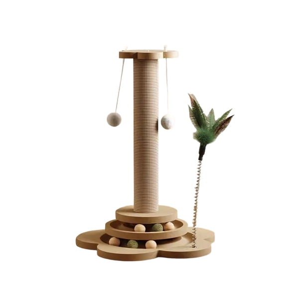 Multi-Level Scratching Post, Climbing Tower with Sisal Wrapping | Cat Tree for Indoor Cats | 50/40cm Cat Condo with Perch and Hideout, Beige M