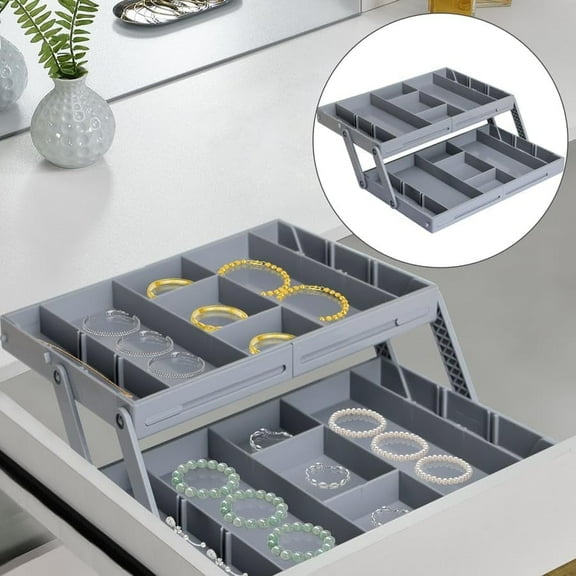Multi-Level Smart Drawer Organizer, Versatile Drawer Storage Organizer, Expandable Junk Drawer Organizer, Collapsible Storage Drawers Organize, for Makeup, Jewelry, Office (3-TIER(9.84*5.91*1.77IN))