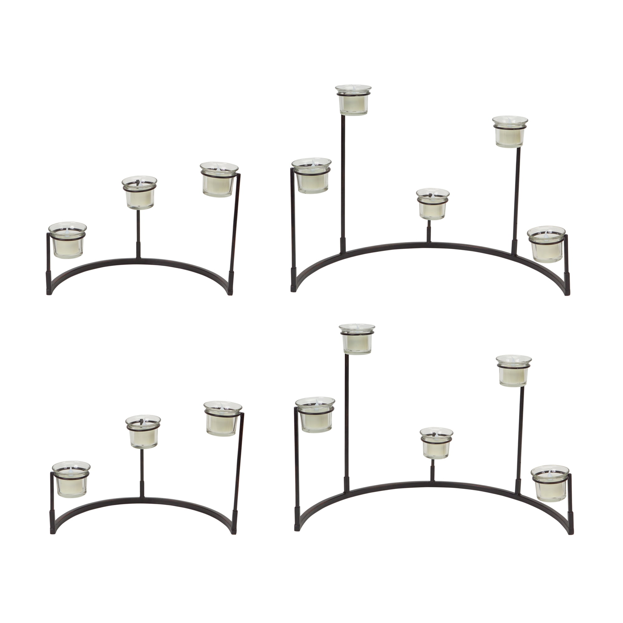 Festive Tiered Votive Candle Holder Stand Set, Metal/Glass
