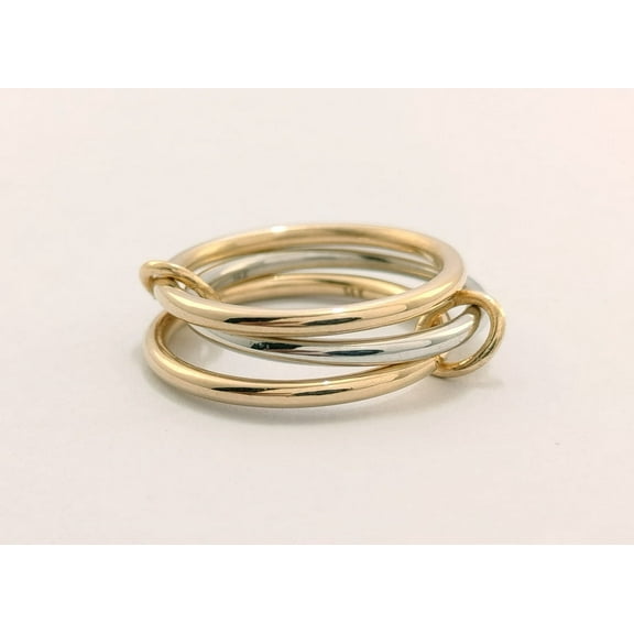 Multi Link Connected, 925 Sterling Silver, yellow gold plated and silver 2 multi band, plain, Gitanshjewels, silver connector link band, plain link band ring jewelry
