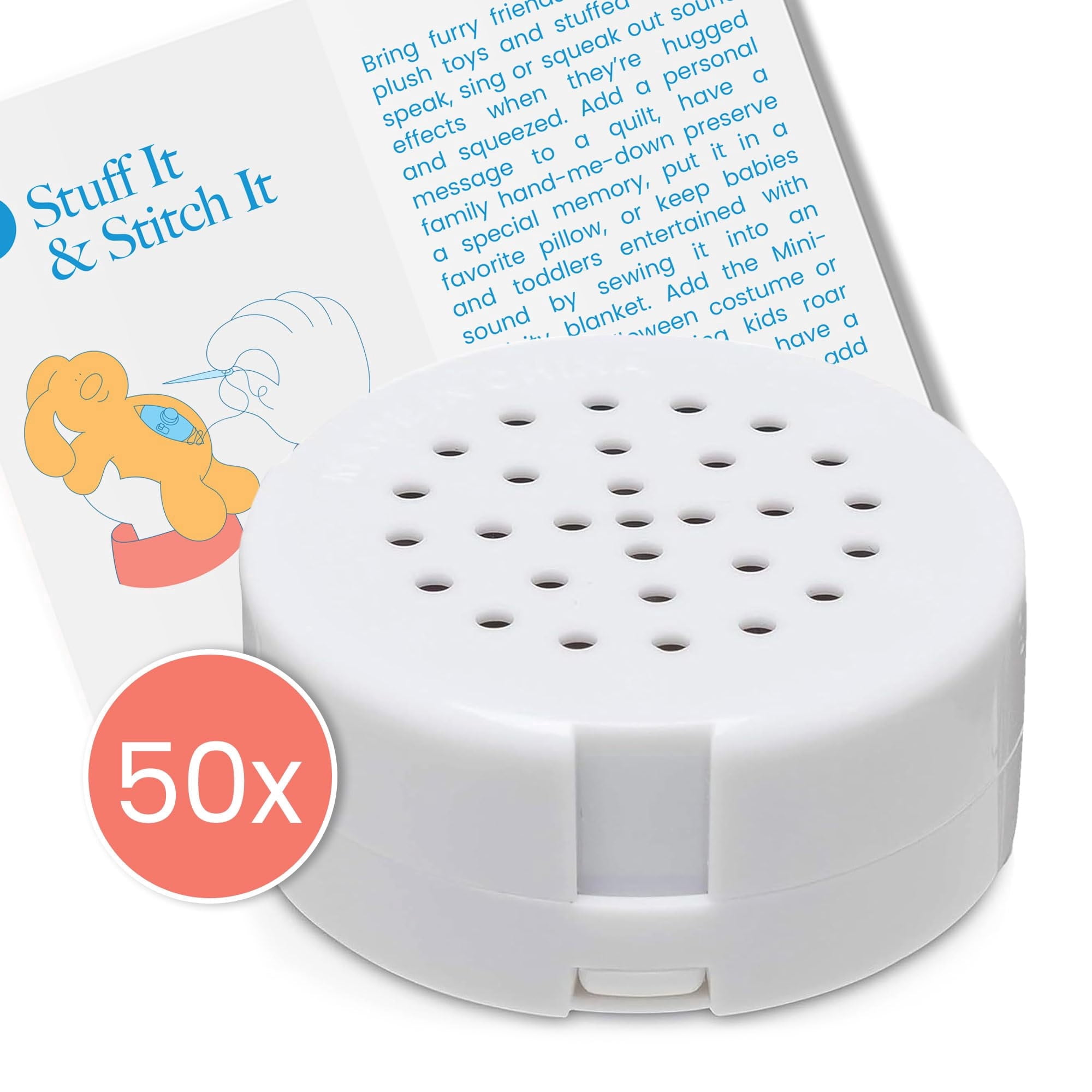 VOICEGIFT 60 Second Multi-Message Voice Recorder, Record Custom Messages for Plush Toy, Stuffed Bear Toy, Baby Doll Toy, and Pillow -Pack of 50