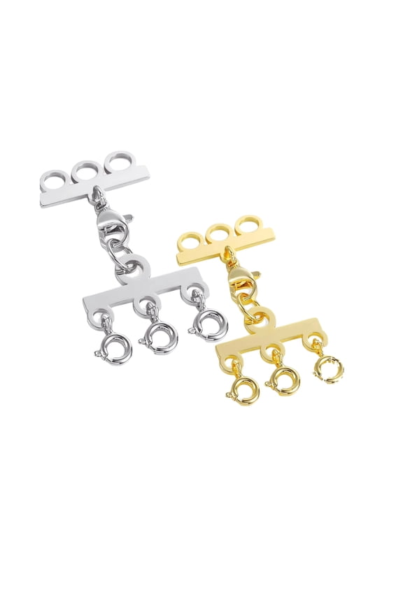 Multi Necklace Layering Clasp 2PCS, 14K Gold Plated Detangler Connector for Layered Necklaces, Tangle-Free Jewelry Separator for Women