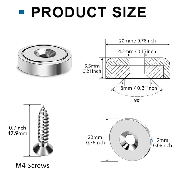 Multi Neodymium Disc Countersunk Hole Magnets, Permanent Rare Earth Magnets for Tool Room, Science, Craft, Office, Science Proje