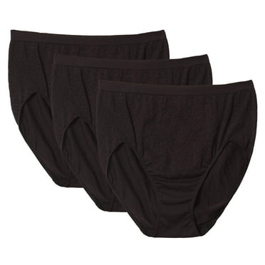 Bali Women's Microfiber Seamless Brief Panty (Pack of 3) 3 Black Damask
