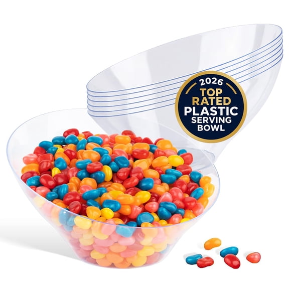 Multi-Pack Clear Plastic Serving Bowls (6 Pack) 3 x 54oz Large Disposable Candy Dishes, 3 x 20oz Buffet Containers, Chips, Popcorn, Snacks, Punch, Salad Bar, Parties, Bridal Shower, Party Supplies