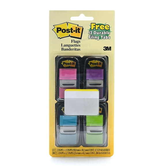 Multi-Pack Filing Flags neon pink, purple, blue, green (pack of 2)