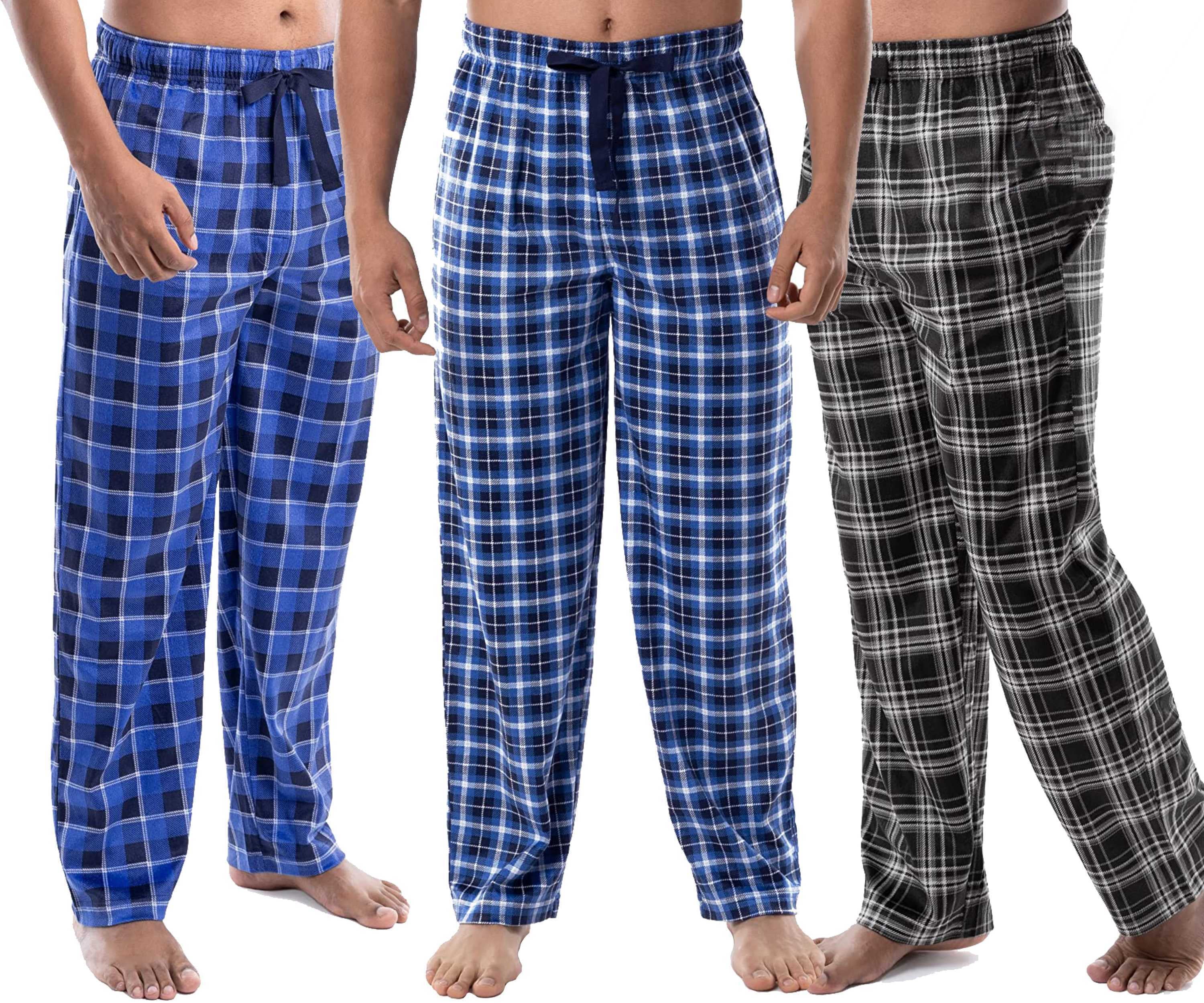 Multi-Pack Men's Ultra-Soft Micro Fleece Plaid Lounge Sleepwear Pajama ...