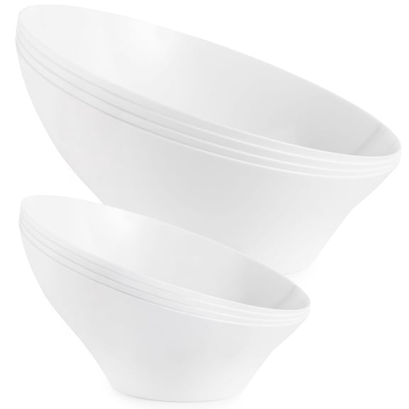 Multi-Pack White Plastic Serving Bowls (12 Pack) 4 x 6oz Small Disposable Candy Dishes, 4 x 20oz Medium Buffet Containers, Chips, Popcorn, Snacks, Salad Bar, Parties, Bridal Shower, Party Supplies