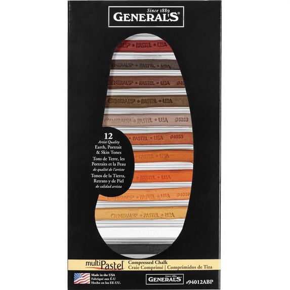 Multi-Pastel Oil Free Square Compressed Chalk Stick, Pack of 12