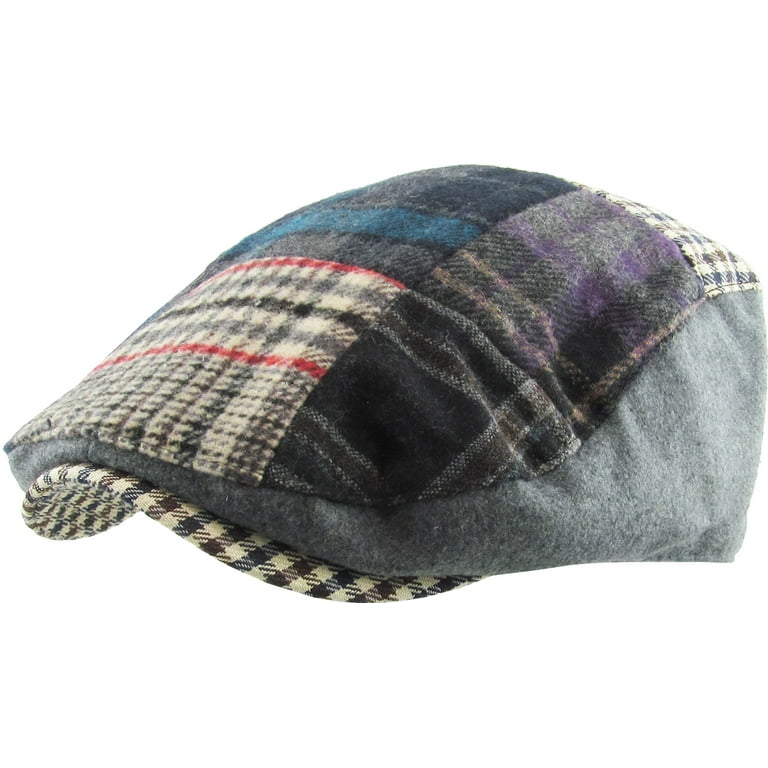 Multi Patch Plaid Wool Blend Newsboy Gatsby Ivy Hat Golf Driver