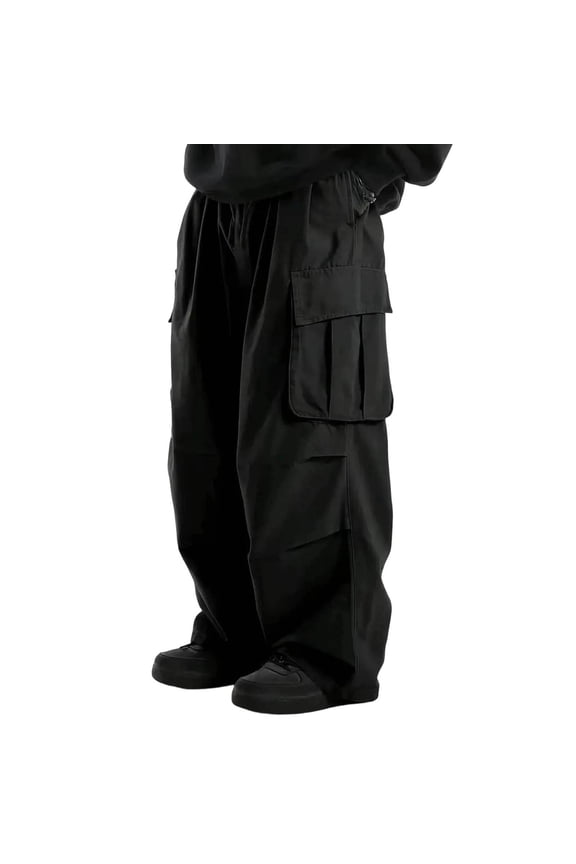 Multi Patch Pocket Wide Leg Cargo Pants for men, Solid Loose Street Sport Daily Long Trousers