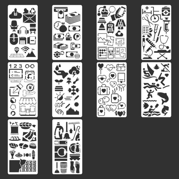 Multi Pattern Craft Stencil Set Planner Stencil Drawing Painting Template For DIY Notebook Decoration