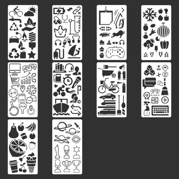 Multi Pattern Craft Stencil Set Planner Stencil Drawing Painting Template For DIY Notebook Decoration