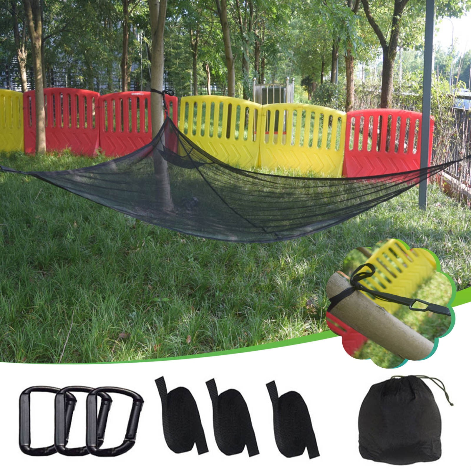 Multi Person Hammock 3 Point Design, QQZ Heavy Duty Camping Hammock for 3 Adults, Portable Outdoor Backyard Garden Travel with Storage Bag Straps