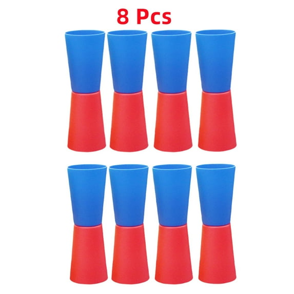 Multi Person Outdoor Sports Flip Cup Toys Kids Fun Game Flip Cup Shuttle Run Agility Cone Body Coordination Sports Equipment (8 Pcs blue-red)