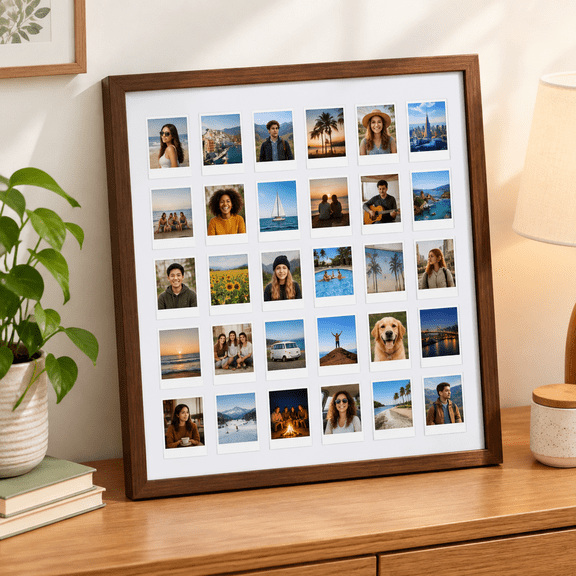Multi Picture Collage Frame, Black with 30 Openings, for Fujifilm Instax Mini Film and 2x3 Inch Photos